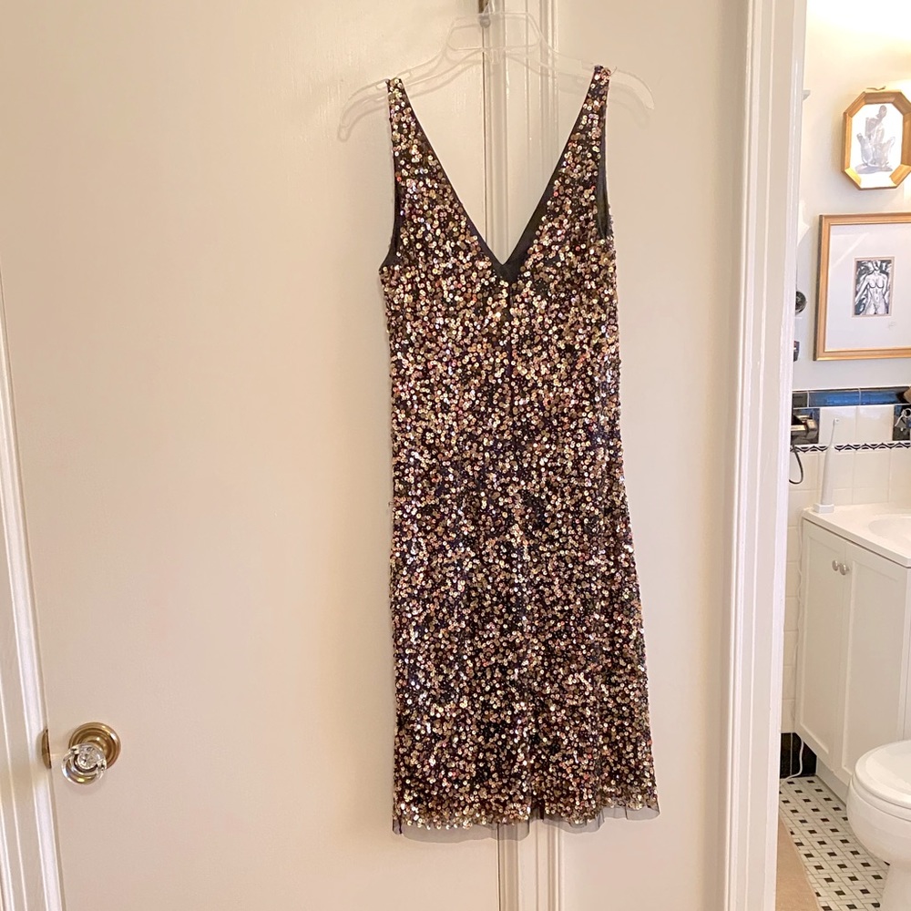 Aidan Mattox Gold sequin cocktail dress